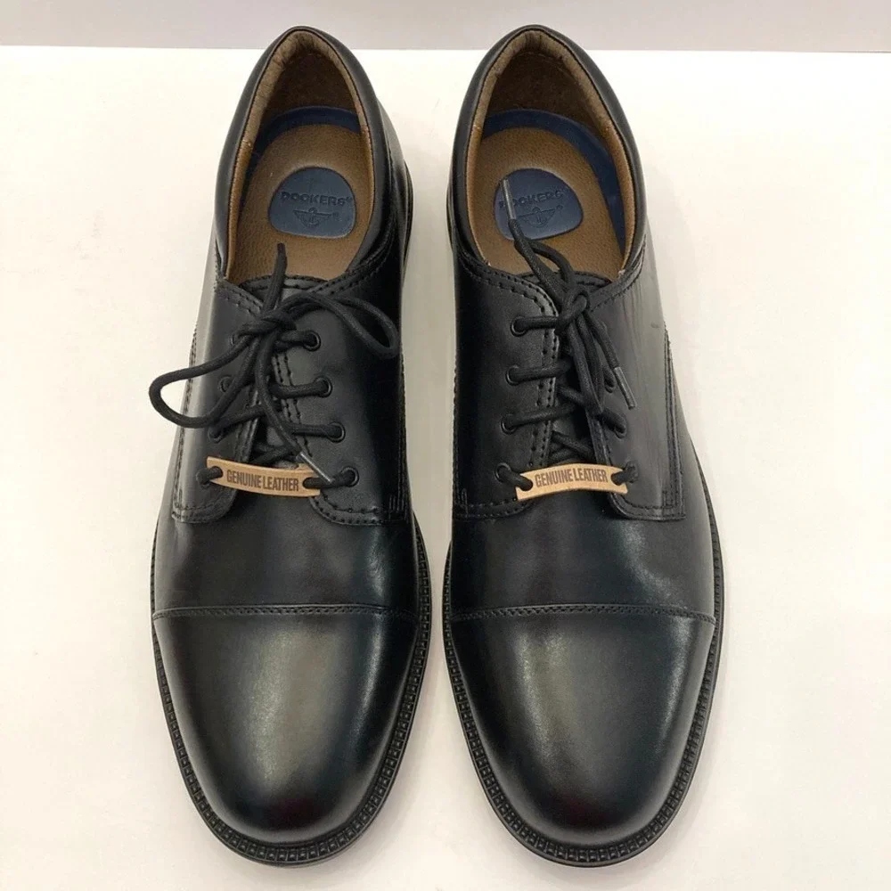 Dockers Gordon Cap Toe Oxford Leather Shoes Mens 16 M Black Lace Up NEW